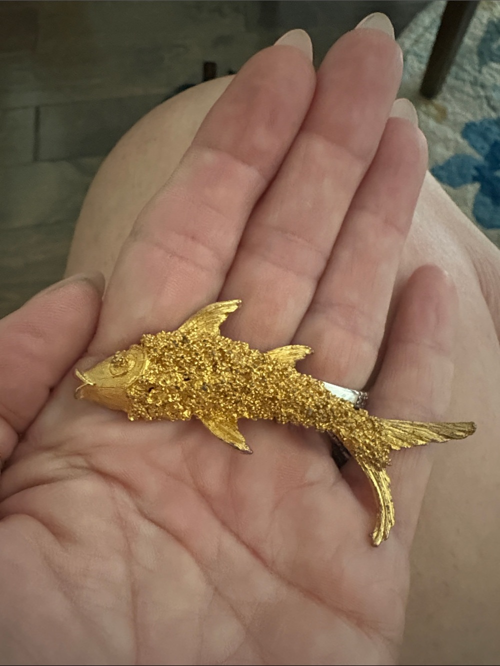 Vintage Gold Fish Brooch Pin - Sparkling Gold Fish Jewelry